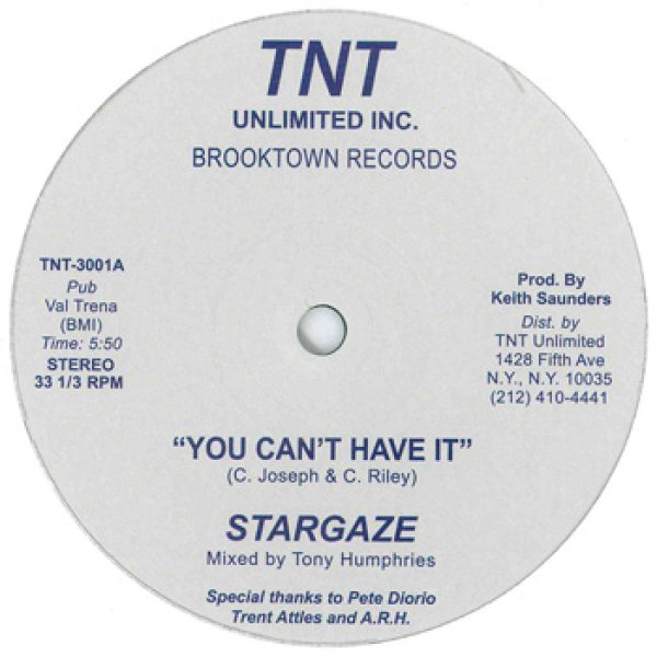 画像1: STARGAZE / YOU CAN'T HAVE IT (2VER) [▲廃盤▲TONY HUMPHRIE初作品！] (1)