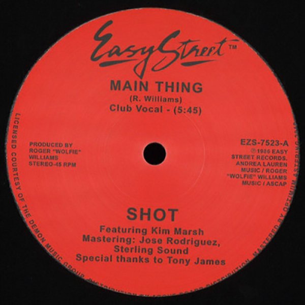 画像1: SHOT FEATURING KIM MARSH - MAIN THING (2VER)【12"INCH】あの「EASY STREET」から1986年リリースのガラージ・クラシック、遂に正規ライセンスで復刻！ (1)