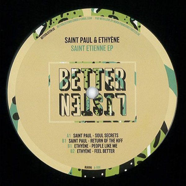 画像1: SAINT PAUL / ETHYENE - SAINT ETIENNE EP 【12"INCH】 見逃し厳禁レーベル「BETTER LISTEN」からディスコ・ブギー・ハウスの最新号！！！ (1)