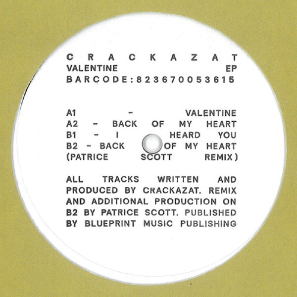 画像1: CRACKAZAT - VALENTINE EP (INCL. PATRICE SCOTT REMIX)【12"INCH】限定140枚プレス！ピアノ・メロディーが美しいジャジーな極上ディープ・ハウス！！ (1)