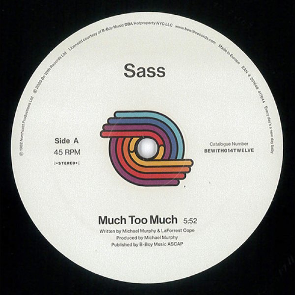 画像1: SASS - MUCH TOO MUCH【12"INCH】1982年リリースのオリジナル12インチは激レア万超え！そんな人気ブギー・ファンクが遂に正規ライセンス再発！！ (1)