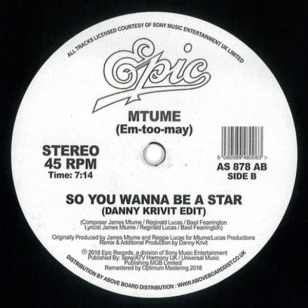 画像1: MTUME - SO YOU WANNA BE A STAR (DANNY KRIVIT EDIT)【12"INCH】プロモオンリーだったニューヨーク・クラシックが、ダニー・クリヴィットEDITカップリングで正規再発！ (1)