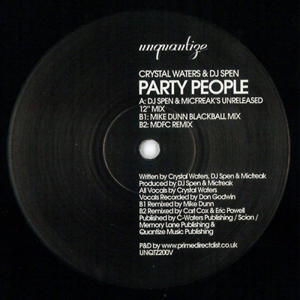 画像2: CRYSTAL WATERS - PARTY PEOPLEE 【12"INCH】 90'Sハウス"GYPSY WOMAN"で一世風靡したクリスタル・ウォーターズのニューシングルが12インチ・シングル登場！ (2)