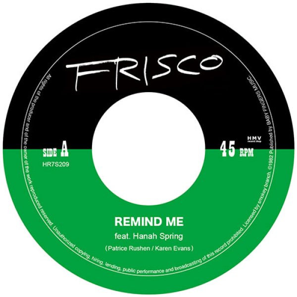 画像1: FRISCO - REMIND ME / UNCERTAINTY PRINCIPLE 【7"INCH】  2021年初となるフリスコの新作は、PATRICE RUSHENによる80'Sメロウ・ソウルの名曲をナイス・カヴァー！！ (1)