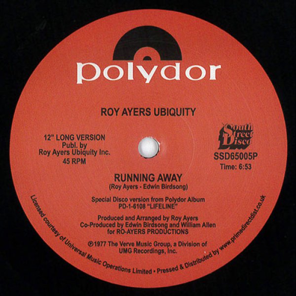 画像1: ROY AYERS UBIQUITY - RUNNING AWAY / LOVE WILL BRING US BACK TOGETHER 【12"INCH】 ジャズ・ヴィブラフォン奏者として数々のダンス・クラシックスを残してきたロイ・エアーズの人気曲が12インチで正規ライセンス再発！ (1)