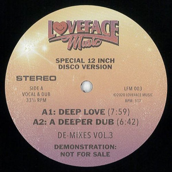 画像1: LOVEFACE - DE-MIXES: VOL 3 【12"INCH】 詳細不明のLOVEFACEが第3弾をリリース！ 今回はアレサ・フランクリンの"A DEEPER LOVE"をエディット！！ (1)