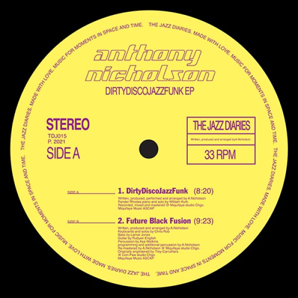 画像1: ANTHONY NICHOLSON - DIRTYDISCOJAZZFUNK EP 【12"INCH】 ハウス界の重要人物アンソニー・ニコルソン登場！ハウスDJ必須のディープ・ハウス / ジャズファンク・ハウス！！ (1)