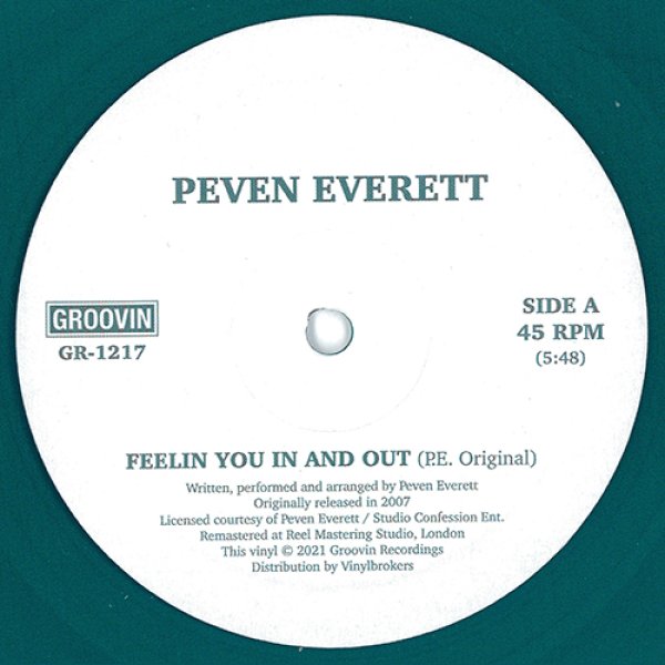 画像1: PEVEN EVERETT - FEELIN YOU IN AND OUT (INCL. SHELTER MIX) 【12"INCH】 2007年のハウス名曲がカラーヴァイナルで嬉しいリプレス！TIMMY REGISFORDも参加した温かく黒いソウル・フィーリングに満ちたハウス古典！！ (1)