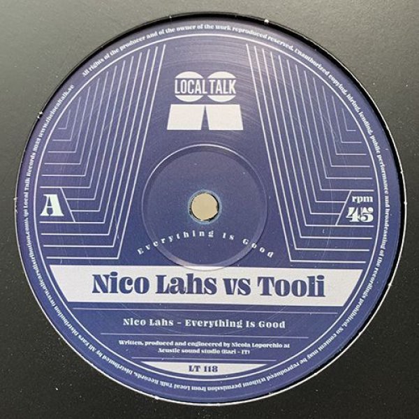 画像1: NICO LAHS VS TOOLI - EVERYTHING IS GOOD / THAT COWBELL TRACK 【12"INCH】 HNNYを彷彿させる温かみのあるハウスと、クールなテンションのディープ・ハウスを展開する注目盤！ (1)