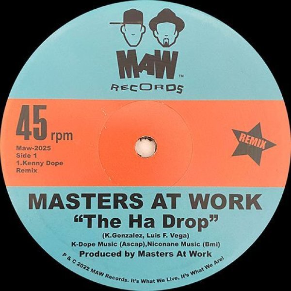 画像1: MASTERS AT WORK - THE HA DROP (KENNY DOPE REMIX) 【12"INCH】 1991年リリース"BLOOD VIBES"のB面に収録され当時ヴォーギング・アンセムだった"THE HA DANCE"のニュー・リミックス！ケニー・ドープらしいパワフルな仕上がり！ (1)