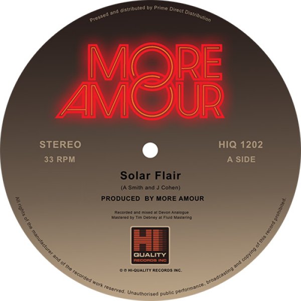 画像1: MORE AMOUR - SOLAR FLAIR 【12"INCH】 デビュー作が大好評だった、ARTWORKとJON SOLO二人からなるユニットがニューシングルをリリース！フロア映えしそうな鮮やかなモダン・ブギーを展開！ (1)