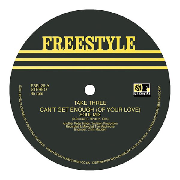 画像1: TAKE THREE - CAN’T GET ENOUGH (OF YOUR LOVE) 【12"INCH】 見逃せない一枚が入荷！素晴らしいハーモニーが光る珠玉の1985年産エレクトロ・ファンク/ブギーをライセンス再発！ブリット・ファンク、ストリート・ソウル、ラヴァーズ好きは是非！ (1)