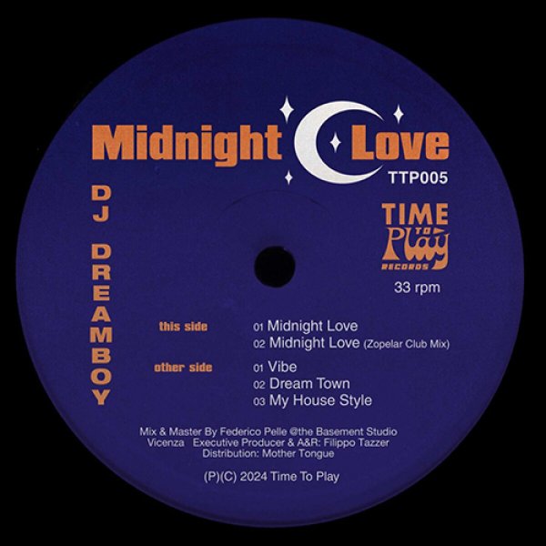 画像1: DJ DREAMBOY - MIDNIGHT LOVE (INCL. ZOPELAR RMX) 【12"INCH】 東京の新進気鋭のDJ/プロデューサー、DJ DREAMBOYが遂に初ソロ・シングルをリリース！ 最高のドリーミー・ハウス〜充実の内容が揃った最高の一枚！ (1)